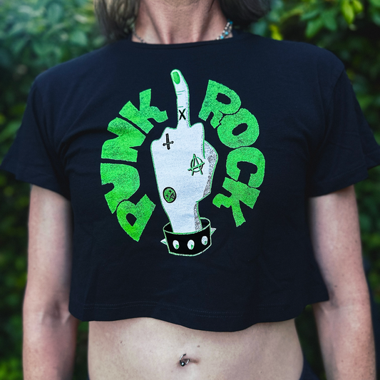Tropical Fuzz – Punk Rock – Womens Crop Top – Black –  100% Cotton 150gsm
