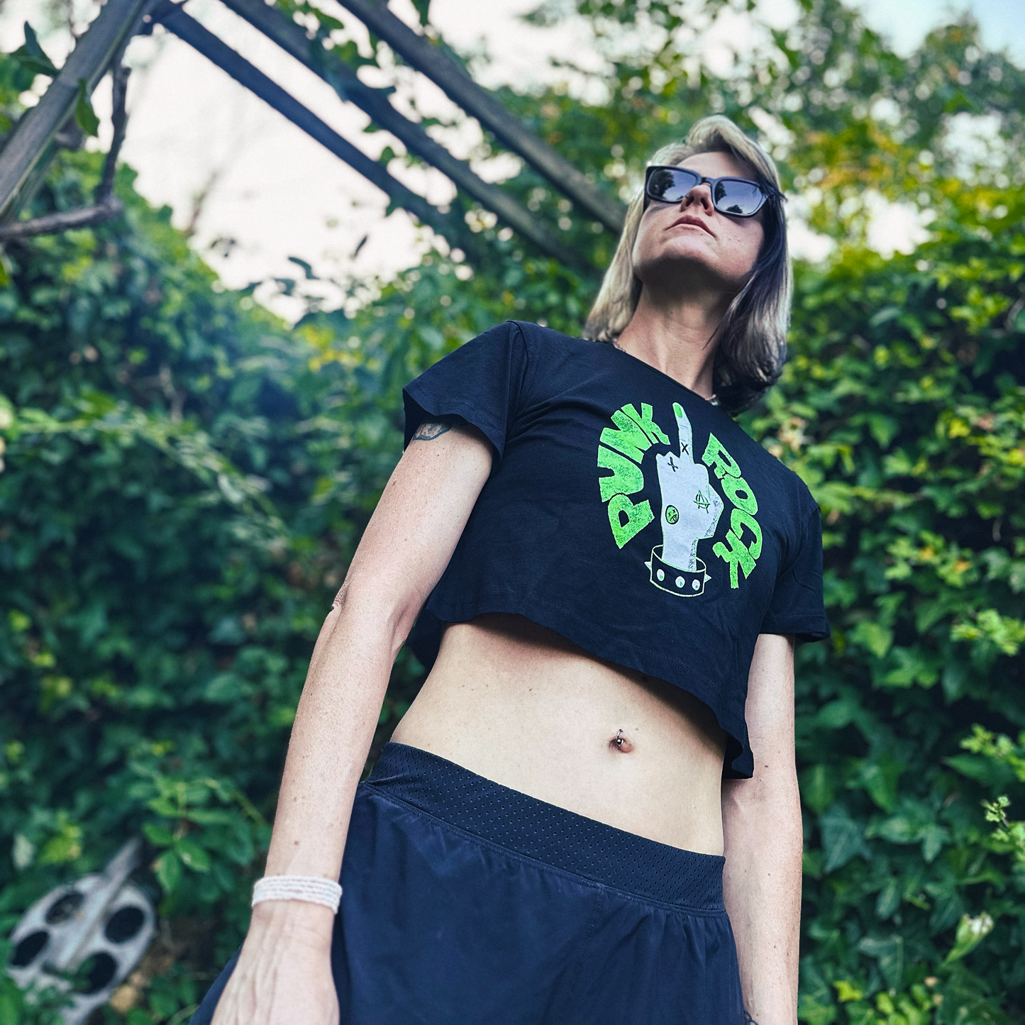 Tropical Fuzz – Punk Rock – Womens Crop Top – Black –  100% Cotton 150gsm