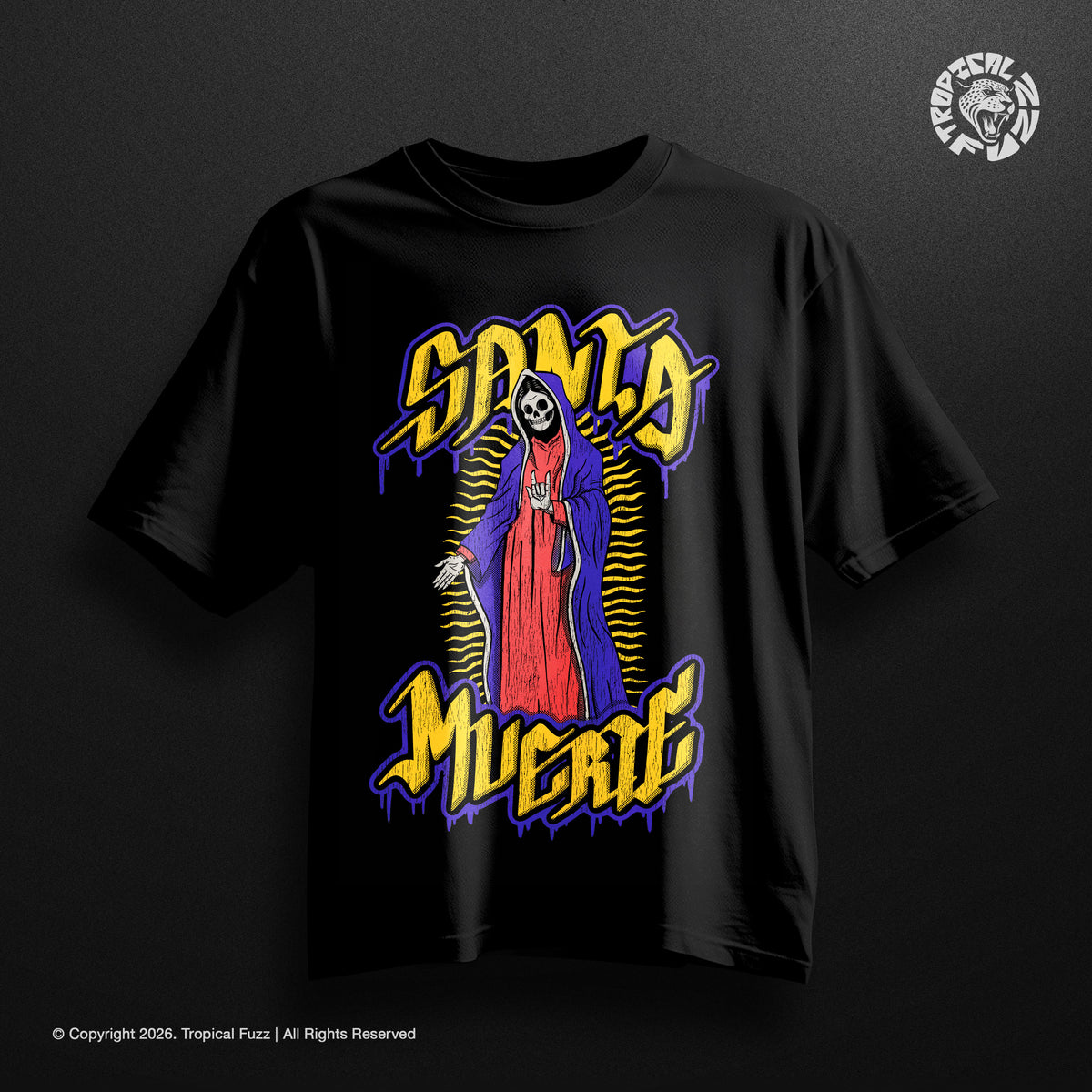SANTA MUERTE Unisex 180g T-shirt 100% Cotton